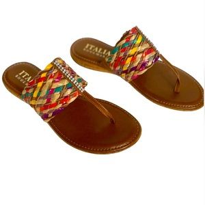 ITALIAN SHOEMAKERS Women’s Dana Bright Multi Thong Sandal Size 6 Made in Italy